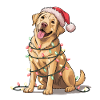 Festive dog with fairy lights