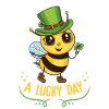 Cute Irish bee holding a shamrock