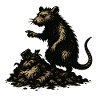 Rat on rubble engraving