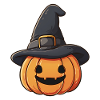 Pumpkin and witch hat