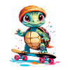 Tortue sur skateboard