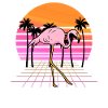 Flamingo Neon Sunset Retro