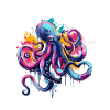 Bunter Oktopus Farbspritzer