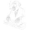 DJ Monkey in Suit playing music