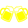 Toasting with beer mugs