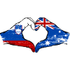 Australia Slovenia flags hands used
