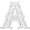 Letter A with silver arabesques
