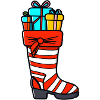 Bunter Weihnachtsstrumpf mit Geschenken