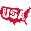 Red USA Silhouette with Stars