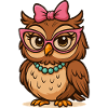 Smart owl with pink glasses