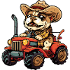 Bulldog Dog Tractor Farmer