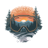 Ski goggles sunset