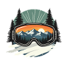 Mountain landscape in ski goggles