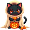 Halloween Cat with Halloween Pumpkin