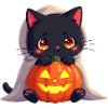 Chat d’Halloween avec citrouille d’Halloween