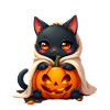 Halloween Cat with Halloween Pumpkin