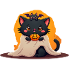 Halloween Cat with Halloween Pumpkin