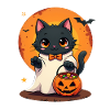 Halloween Cat with Halloween Pumpkin