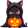 Halloween Cat with Halloween Pumpkin
