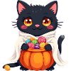 Halloween Cat with Halloween Pumpkin