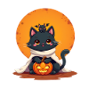 Halloween Cat with Halloween Pumpkin