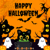 Cute Halloween Black Cats and Ghost Friends