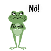 Skeptical frog with nope saying
