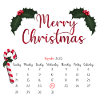Merry Christmas Calendar Sheet with Bows