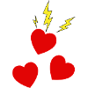 Electric hearts in red