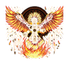Phönixkrieger mit Flammenflügeln Azteken