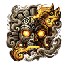 Fire mask totem motif Aztec