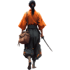 Samurai silhouette in orange robe