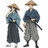 Samurai Duet in Kimono Ronin Pair