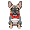 Bulldog with red bow tie