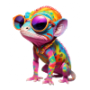 Buntes Chameleon mit Sonnenbrille