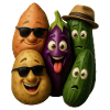 Cheerful vegetable heroes group