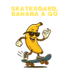 Skating Banana – Banane jaune sur skateboard