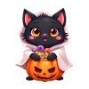 Halloween Cat with Halloween Pumpkin