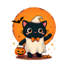 Halloween Cat with Halloween Pumpkin