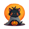 Halloween Cat with Halloween Pumpkin