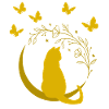 Golden Moon Cat with Flower Vine