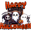 Cute Ghosts Halloween Scene with Pumpkin