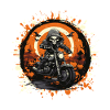 Skeleton Biker in Halloween Ring