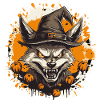 Waldwolf mit Halloweenhut