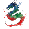 Regenbogen-Wasserdrachen Bunter Drache im Aquarell