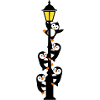 Penguins around a lamppost