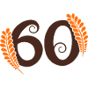 Number 60 with leaves and squiggles
