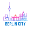 Berlin City Neon Skyline Silhouette Illustration