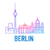 Berlin Neon Skyline Print