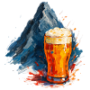 Bier und Bergpanorama